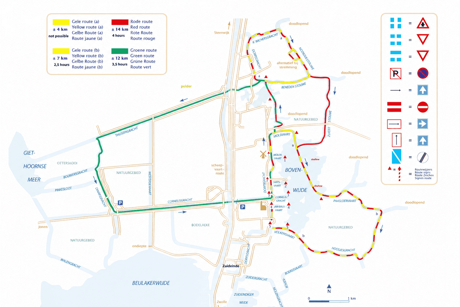 Vaarroutes Giethoorn vaarkaart boot huren